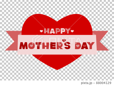 Happy Mother's Day 母の日 ハートとリボン ロゴ イラストのイラスト