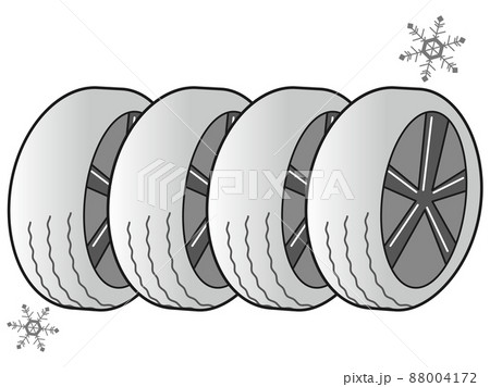 スタッドレスタイヤ4本セットのイラスト 88004172