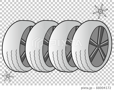 スタッドレスタイヤ4本セットのイラスト 88004172