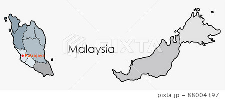 Doodle freehand drawing map of Malaysia. 88004397
