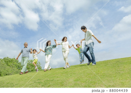 公園で遊ぶ3世代家族 公園で遊ぶ3世代家族 88004439