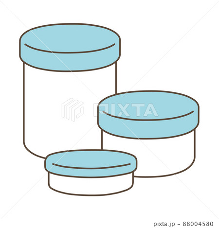 塗り薬の容器、入れ物、軟膏壺のイラスト 塗り薬の容器、入れ物、軟膏壺のイラスト 88004580