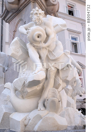 Fountain of the Three Rivers of Carniola, representing Ljubljanica, Sava and Krka in Ljubljana, Slovenia 88004732