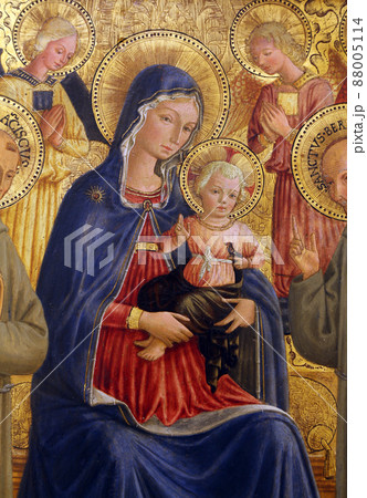 Bartolommeo Caporali: Madonna and Child with St. Francis and Bernardine, Old Masters Collection, Croatian Academy of Sciences in Zagreb Bartolommeo Caporali: Madonna and Child with St. Francis and Bernardine, Old Masters Collection, Croatian Academy of Sciences in Zagreb 88005114