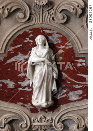 Virgin Mary detail of the medieval church altar Virgin Mary detail of the medieval church altar 88005267