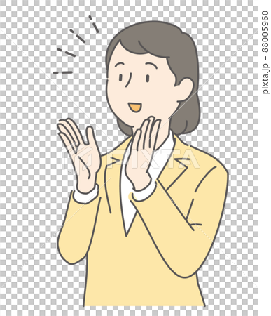 笑顔で喜ぶスーツの女性 88005960