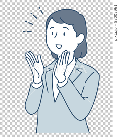 笑顔で喜ぶスーツの女性 笑顔で喜ぶスーツの女性 88005961