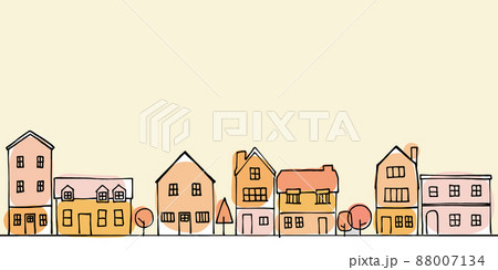 手書き風の可愛い街並み_ヨーロッパのイラスト素材 [88007134] - PIXTA