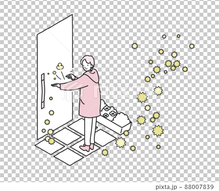 一個在入口處刷掉花粉的女人 88007839