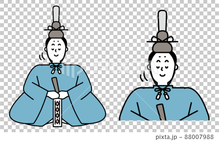 頷いて座っているひな祭りのお内裏様のイラスト素材。 88007988