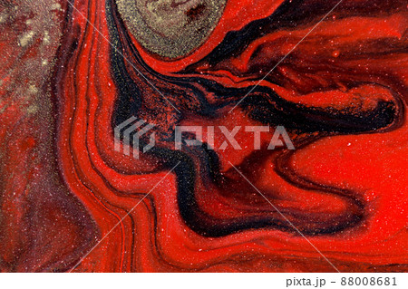 Marbled texture design imitation. Red and black marble pattern. Fluid art. Marbled texture design imitation. Red and black marble pattern. Fluid art. 88008681