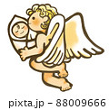産婦人科さんに保育園に小児科に　手描き 　赤ちゃんを抱えるかわいい天使左向き　 88009666