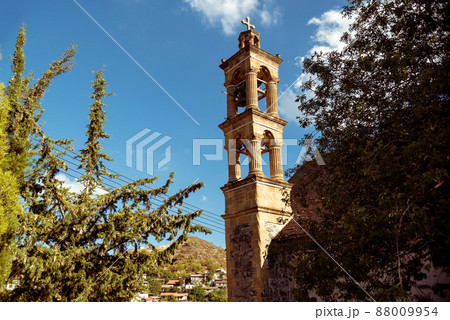 Bell tower of Agios Georgios (Saint George) church at Palaichori village. Cyprus, Nicosia District Bell tower of Agios Georgios (Saint George) church at Palaichori village. Cyprus, Nicosia District 88009954
