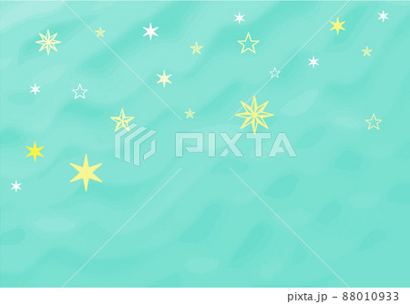 星空と天の河・手描きテクスチャの背景イラストブルーグリーン系 88010933