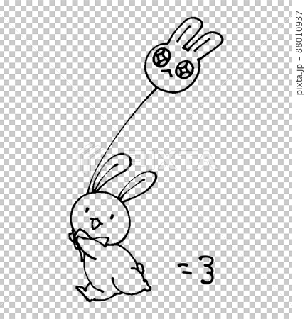 Loosely cute deformed rabbit line drawing... - Stock Illustration ...