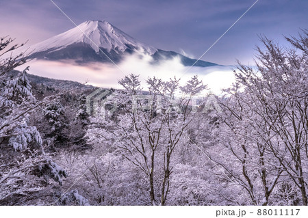 《山梨県》冬の富士山・積雪の二十曲峠 88011117