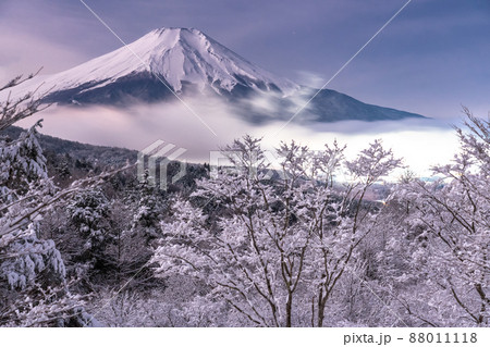 《山梨県》冬の富士山・積雪の二十曲峠 88011118
