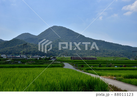夏の二上山と近鉄電車 88011123