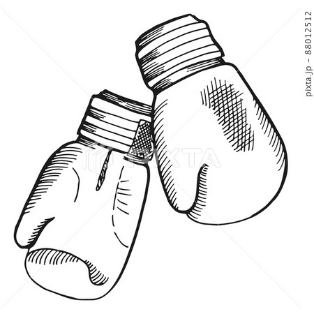 Boxing gloves sketch. Fight training equipment in hand drawn style 88012512