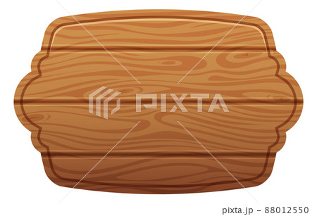 Wooden plate. Empty cartoon board in retro farm style 88012550