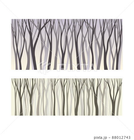 Seamless lifeless forest trees silhouettes. Early spring or late autumn background vector illustration 88012743