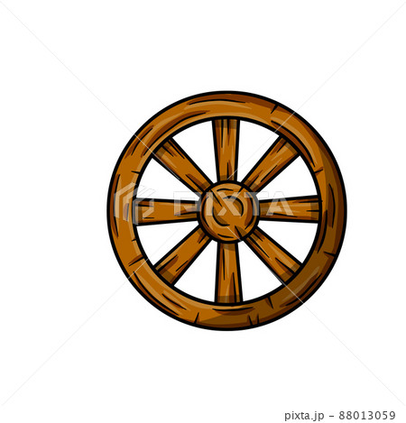 Old wooden cart wheels. 88013059