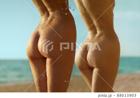 Two naked figures of the sexy women on the seashore. 88013903