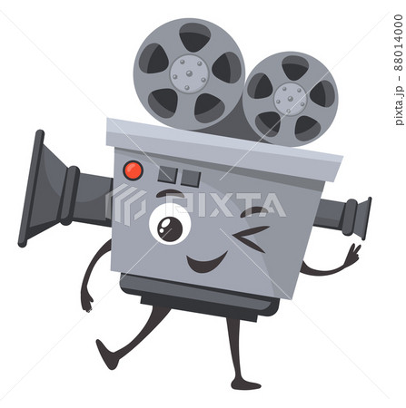 Movie camera character with winking face. Cartoon mascot 88014000