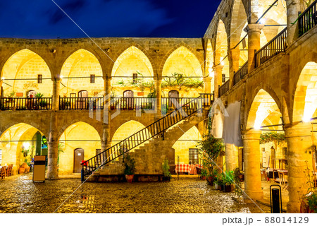 Buyuk Han, medieval Ottoman caravansary at night. Nicosia, Cyprus 88014129