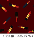 Seamless pattern with lipstick on dark background. Cosmetics, girly, fashion, makeup repeat design. 88015703