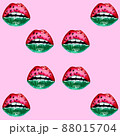 Watermelon juicy lips mouth print on pink background. Valentines day seamless pattern. 88015704