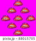 Seamless pattern juicy lips on bright pink background. Valentines day print. 88015705