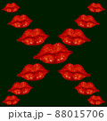 Red lips print on black background Seamless pattern. Romantic background. 88015706