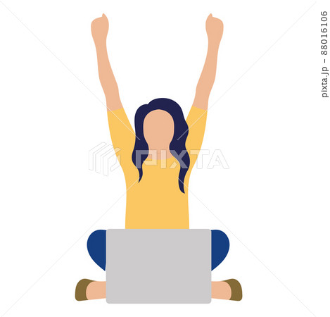 Isolated girl cartoon working with a laptop Vector 88016106