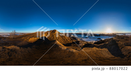 clay hills quarry at sprig sunset spherical 360 degree panorama in equirectangular projection clay hills quarry at sprig sunset spherical 360 degree panorama in equirectangular projection 88017022