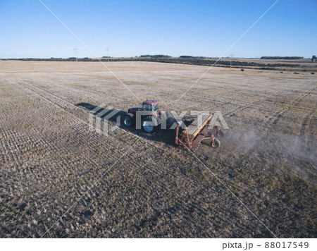 Direct seeding, agricultural machinery, in La Pampa, patagonia, Argentina Direct seeding, agricultural machinery, in La Pampa, patagonia, Argentina 88017549