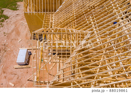 Wood building frame structure on a new development 88019861
