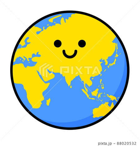 ウクライナ支援 黄色と青のウクライナカラーの笑顔の地球 ウクライナ支援 黄色と青のウクライナカラーの笑顔の地球 88020532