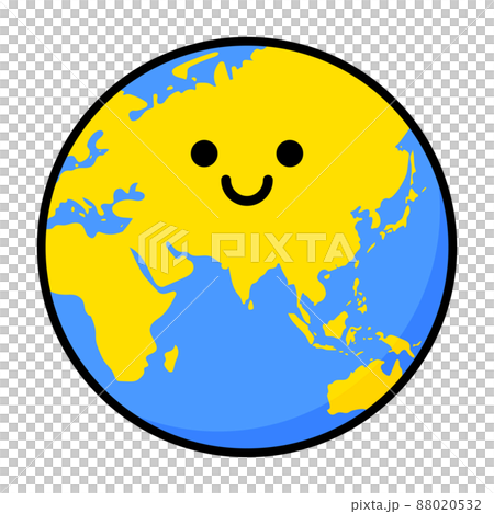 ウクライナ支援 黄色と青のウクライナカラーの笑顔の地球 ウクライナ支援 黄色と青のウクライナカラーの笑顔の地球 88020532
