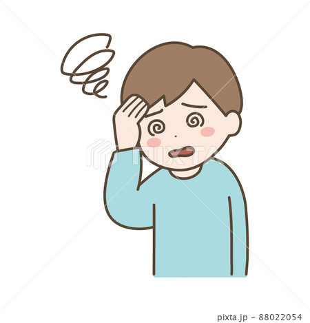 めまい（回転性めまい）の症状がある男性のイラスト 88022054