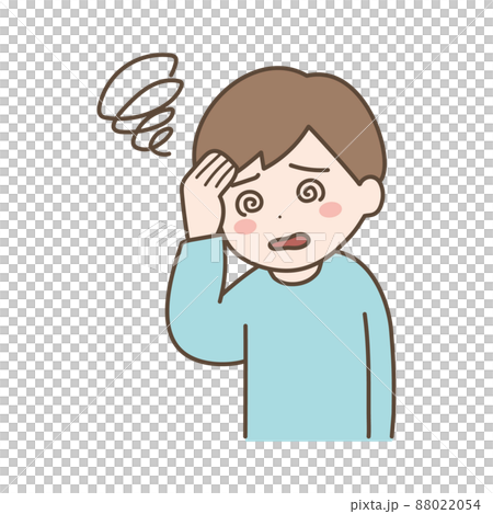 めまい（回転性めまい）の症状がある男性のイラスト 88022054