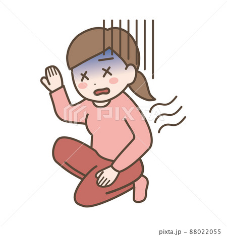 めまい 失神性めまい の症状のある女性のイラストのイラスト素材 0255