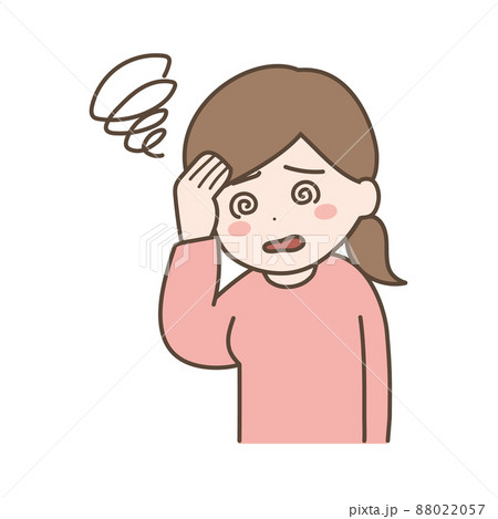 めまい 回転性めまい の症状がある女性のイラストのイラスト素材 0257