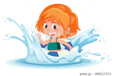 A water splash with fun girl on white background A water splash with fun girl on white background 88022553