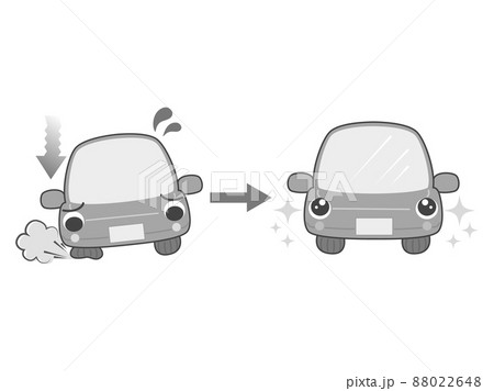 パンクした車を修理したイラスト 88022648
