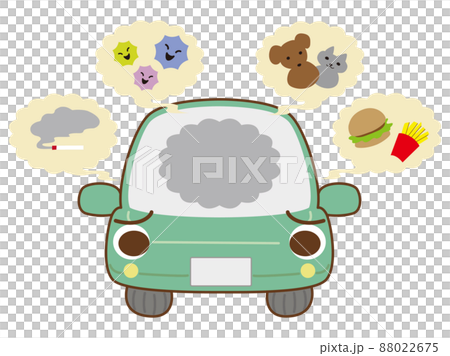 Illustration of a car that is worried about the smell in the car 88022675