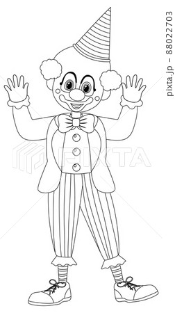 clown with balloons clipart bw