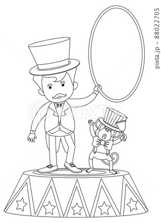 Circus black and white doodle character 88022705