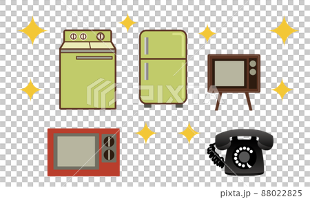 昭和レトロ・家電・三種の神器冷蔵庫・洗濯機・白黒テレビ・黒電話 88022825