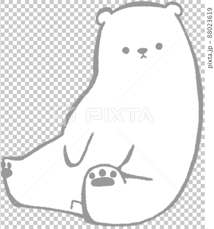 座ってこちらを見るしろくま（灰色）のイラスト素材 [88023619] - PIXTA